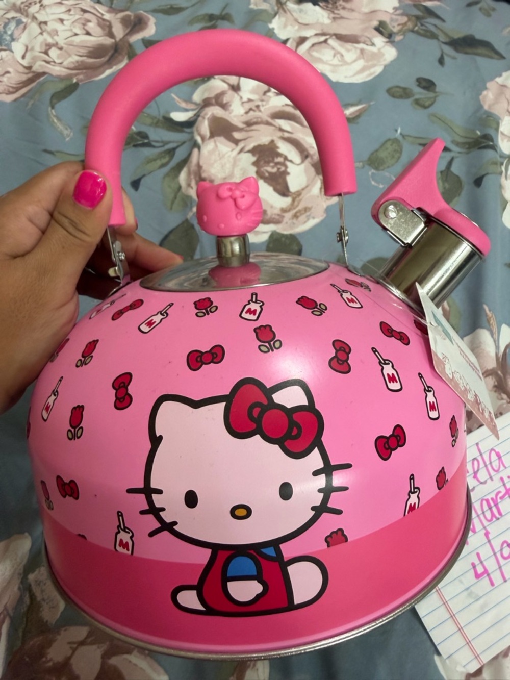 Hello Kitty Pink Teakettle with Bow Accents